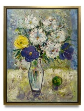 Hungryartist -Original Painting of Still-Life Flowers on Canvas 12x16 Framed