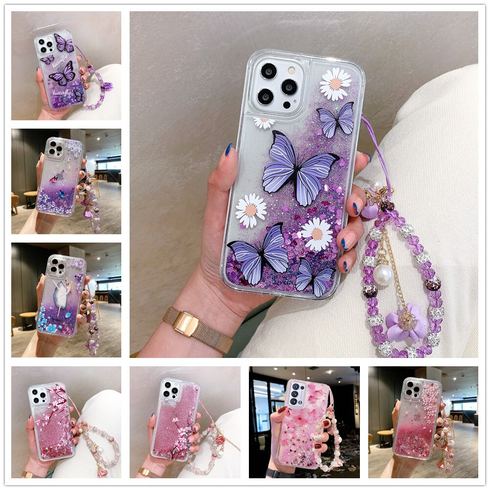 For Samsung A16 A26 A36 A56 Quicksand Case Liquid Glitter +Bracelet Phone  Cover | eBay
