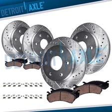 Front Rear Drilled Slotted Disc Rotors Brake Pads for 2016-2023 Nissan Titan XD