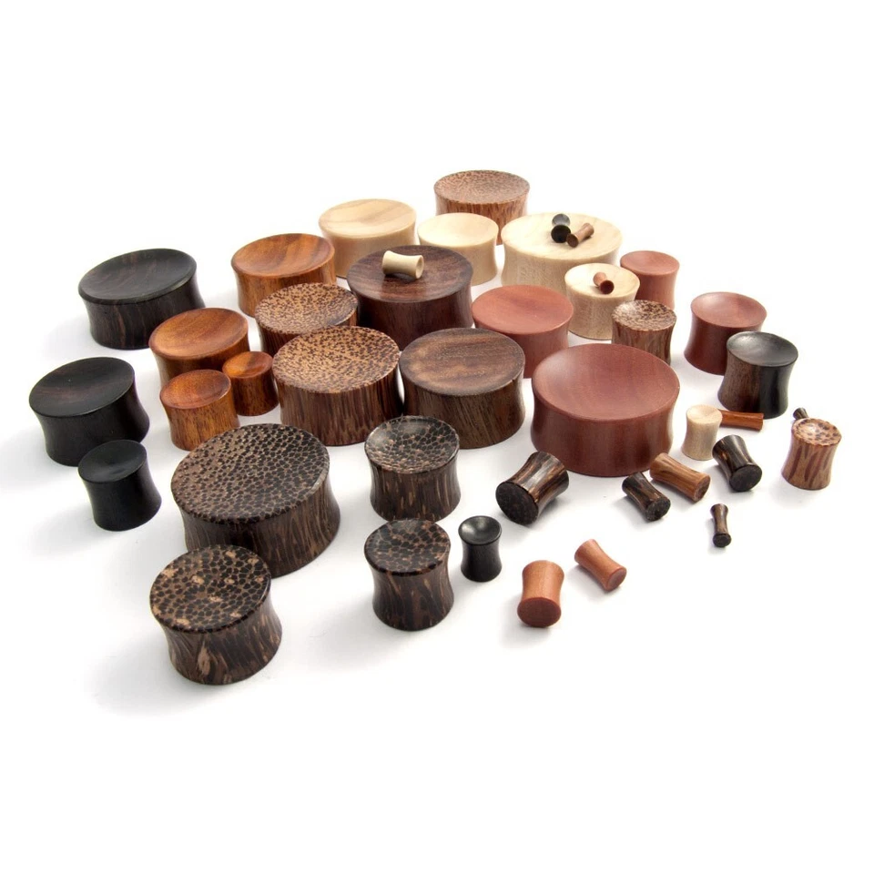 Holz Plug Flesh Tunnel Konkav Ohr Piercing verschiedene Holzarten 2-30 mm - Bild 3 von 4