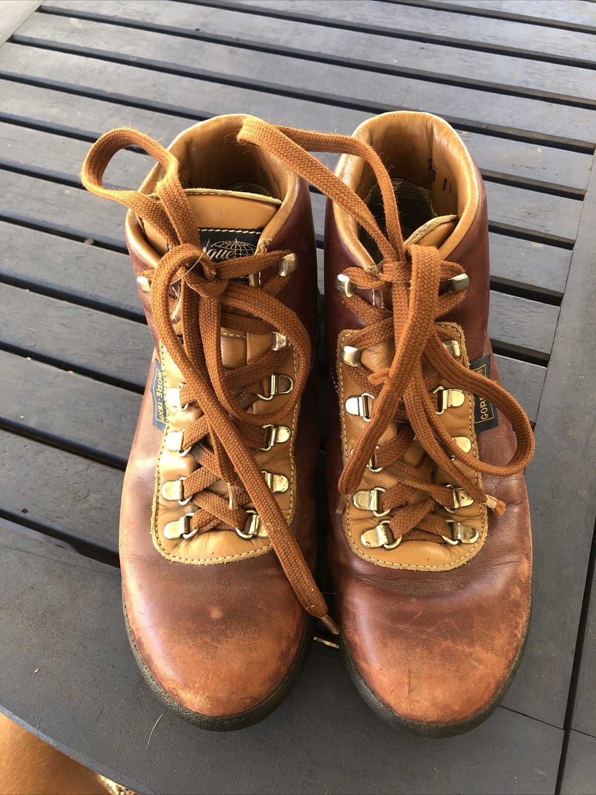 Vintage Vasque Brown Leather Lace Hiking Trail Boots … Gem