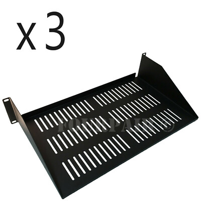 3 Pack Vented Cantilever Rack Mount Steel Keyboard Server Shelf 19'' 2U 10'' Deep