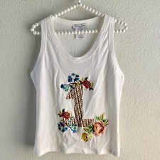 Christian DIOR Flowers Monogram Diorissimo White Logo Sleeveless Tank Shirt 12