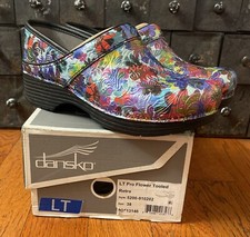 Women  s Dansko LT Pro Flower Tooled Clogs Shoes size 38 / US 7.5-8 New in Box