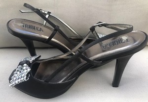 black satin shoes with rhinestones