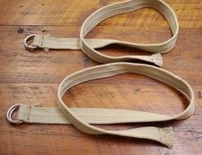 NEW Pair of Military Style Khaki Cotton Webbing Canvas Metal Loops Belts 46  