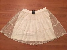 NWT Hollister Cream White Lace Overlay Skirt Elastic Waist Size S Juniors