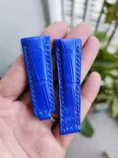 Size 20/16mm Blue Genuine Leather Skin Watch Strap Band ForRolex-Quick Release