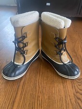 Sorel Caribou Tan Leather Black Rubber Insulated Boots Youth Size 5