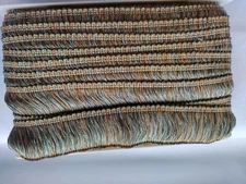 19 yards 2" brush fringe trim. sage, gold and aqua