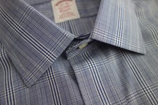 NWOT Brooks Brothers Non Iron White Blue Check Supima Spread 15.5-36 MSRP 92