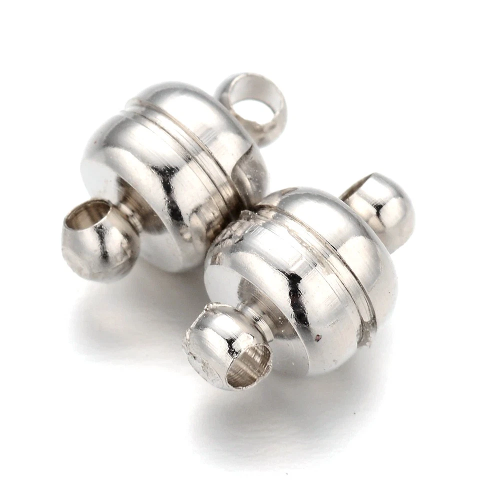 100 Sets Strong Brass Magnetic Clasps Oval Smooth Jewelry Closure Platinum 11mm - Image 2 of 4
