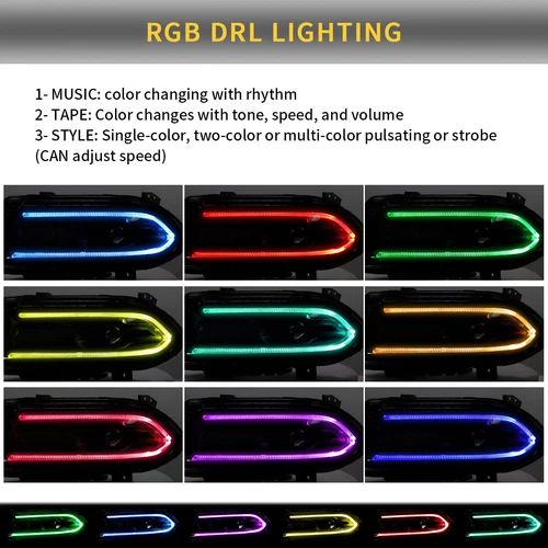 Pair VLAND For Dodge Charger SRT LED Headlights DRL Multicolor Change 2015-2023 - Picture 14 of 19