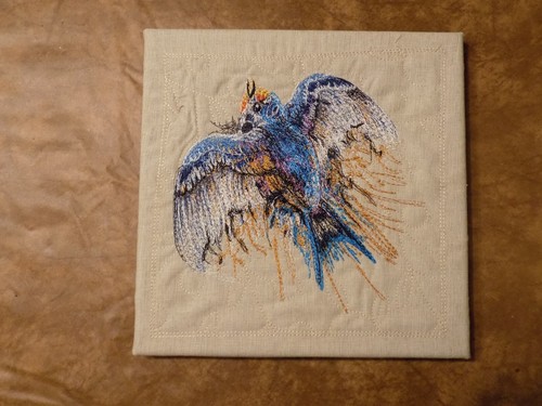 Lot Of 2 Bird Art Stitched Canvas Wall Pictures Decor Handmade - Picture 4 of 5