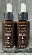L'OREAL True Match Nude Hyaluronic Tinted Serum Makeup 10-12 Very Deep Lot Of 2