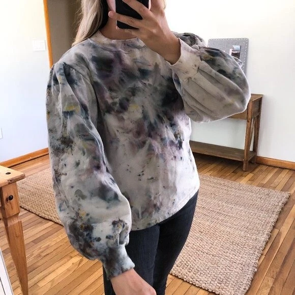 Riverside Tool & Dye Tie Dye Balloon Sleeve Crew Neck Pullover Sweatshirt S/M - Image 2 of 4