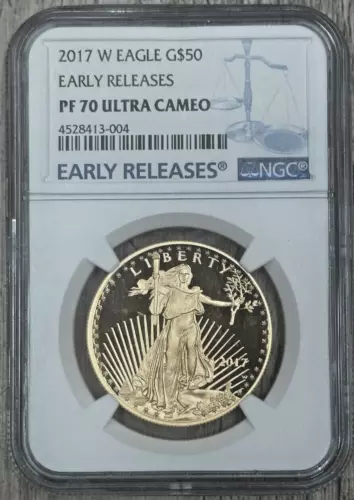 2017 W American Gold Eagle Proof $50 1ozt., NGC PF 70 Ultra Cameo, Early Release