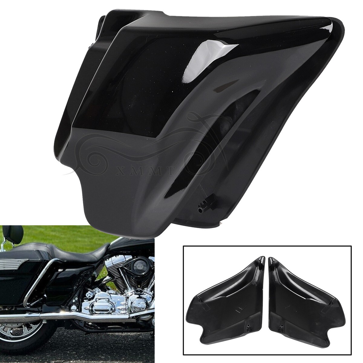 Gloss Black Side Covers for Harley Touring Road King Street