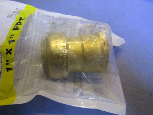 1 – Jones Stephens C77416LF 1" x 1" FPT PlumBite Push On Adapter Brass. NEW - Picture 5 of 8