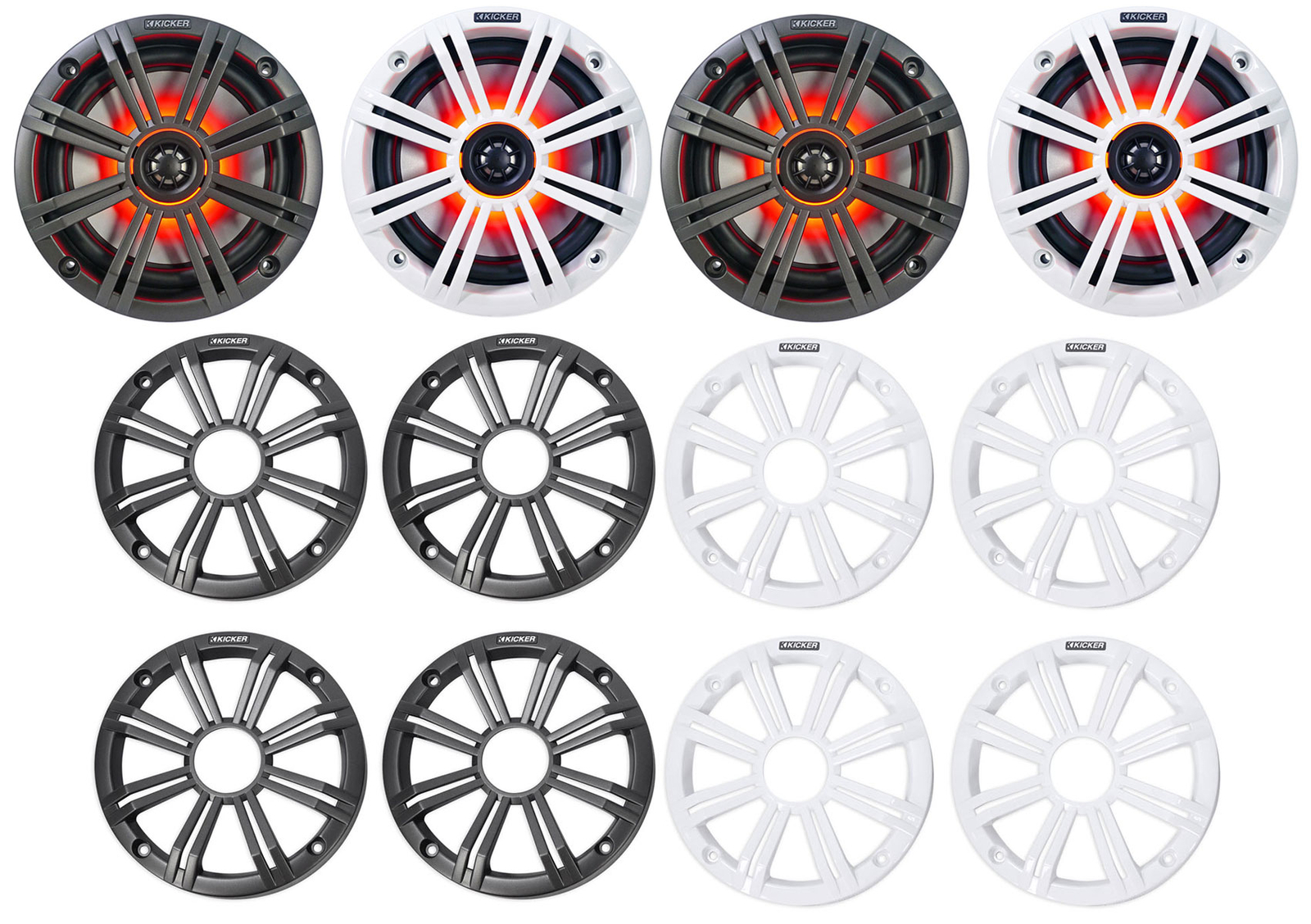 4 Морские светодиодные колонки KICKER 45KM654L 65 мощностью 390 Вт с угольно-белой решеткой KM65 5639000₽