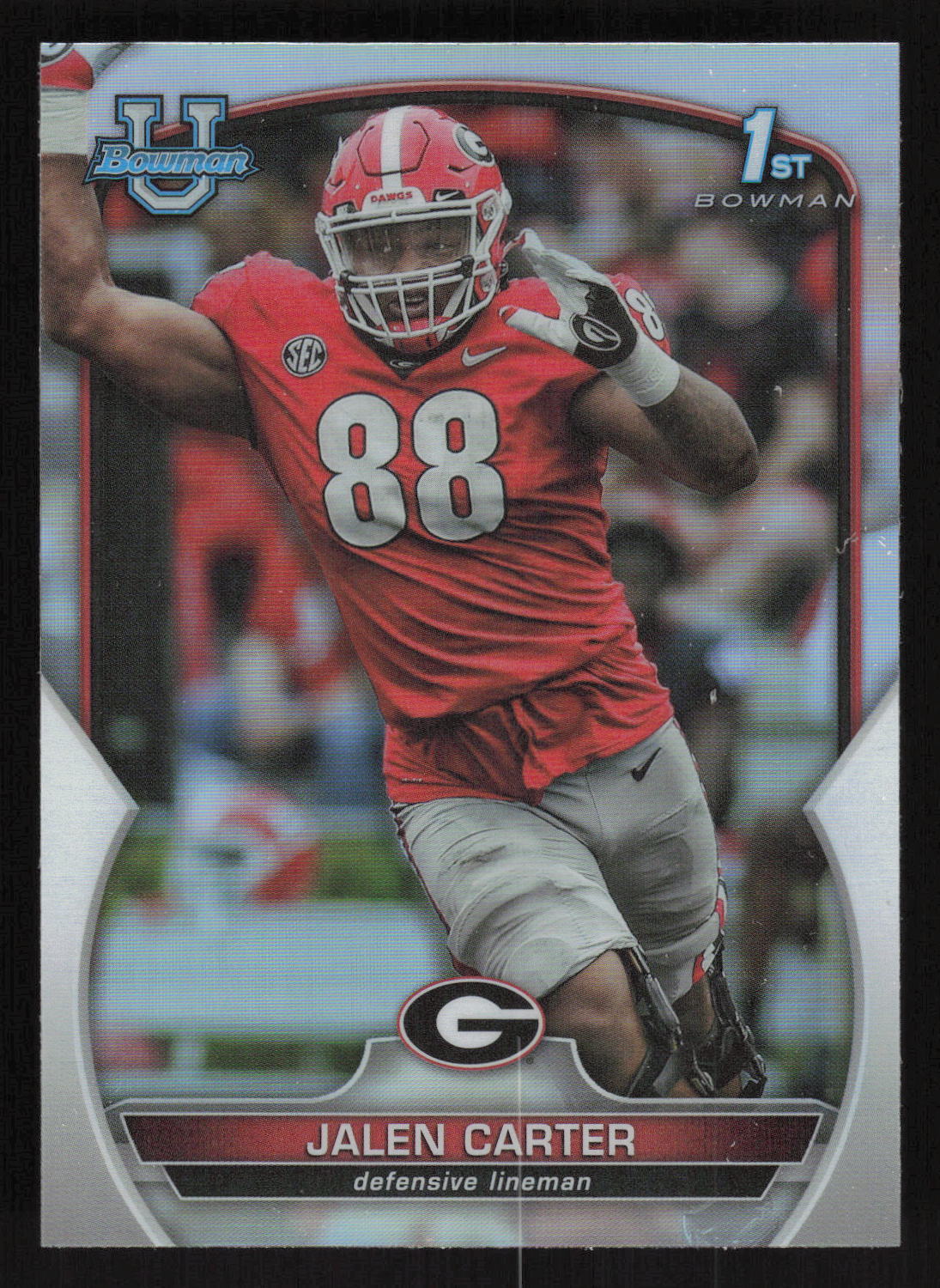 2022 Bowman University Chrome #37 Jalen Carter Refractor RC Card TCCCX