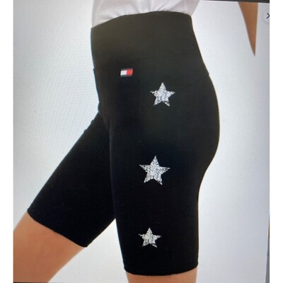NWT Tommy Hilfiger Sport Star Print Bike Shorts High Rise Black  Varies