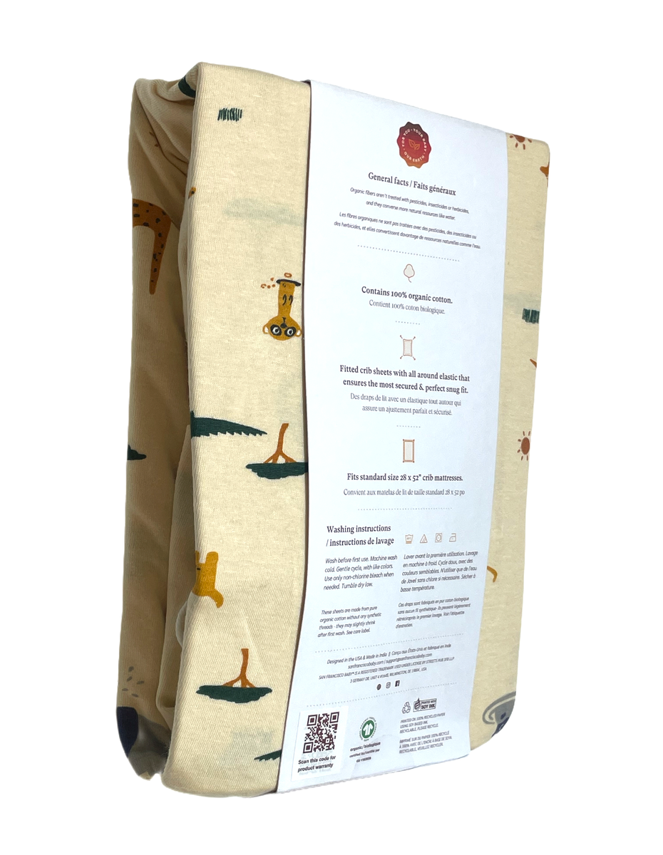 San Francisco Baby 100% Organic Cotton Crib Sheet Jersey Yellow