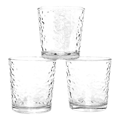 3 Libbey FROST White Crackled Texture 13 OZ Double Old Fashioned Glasses NEW