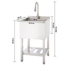 TRINITY 18" X 16" X 13" Stainless Steel Utility Sink with Pull-Out Faucet