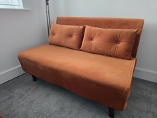 Daal Orange Sofa Bed In Velvet 2 Seater. Used Once In Excellent Mint Condition.