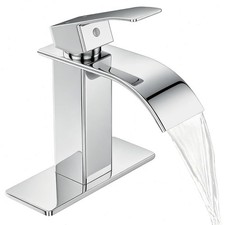 Chrome Waterfall Bathroom Vanity Faucet Single Handle 1Hole Basin Sink Mixer Tap