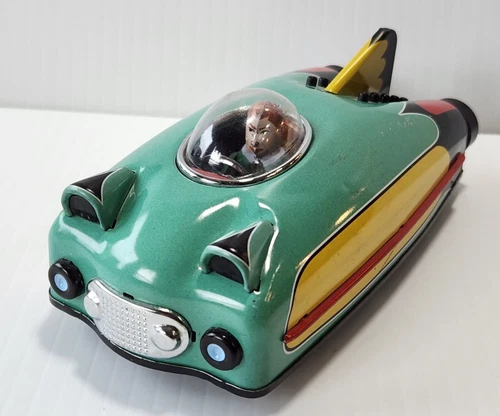 2009 Schylling Turquoise Future Car Friction Tin Toy