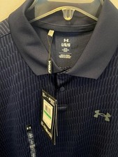 New w/tag Men's Under Armour Golf Printed Polo Shirt, Size L, Blue, UPF 40