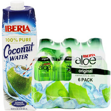 Iberia Coconut Water, 33.8 Fl Oz  Iberia Aloe Vera Juice Drink with Aloe Pulp,