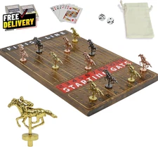 Horse Racing Game Wooden Horse Race Board Game with 11 Luxury Metal Horses.....