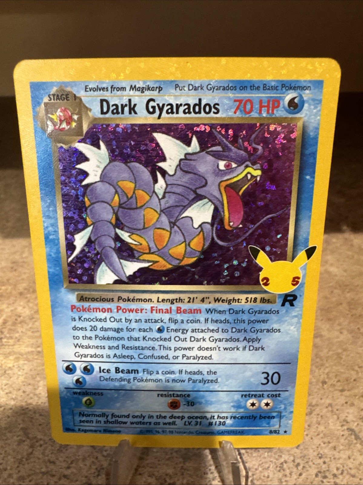 Pokémon TCG Dark Gyarados Holo Rare Card 8/82 25th Anniversary Celebrations
