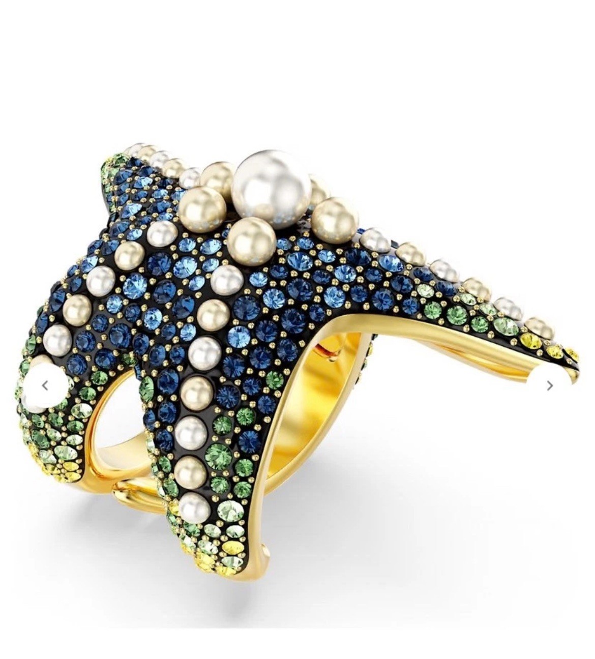 Swarovski Idyllia Cocktail Crystal Pearls Starfish Multicoloured Ring 50 new💕❤️