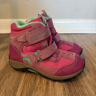 Merrell Kids Hiking Shoes Pink Berry Winter Boots Shoes Size 3 Youth Waterproof