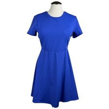 Halara Blue Cutout Back Athleisure Mini Dress Short Sleeve Elastic Waist Medium