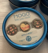 MOGO Magnet Charms With A Bow Lot Of 6 Containers- 3 Charms In Each New