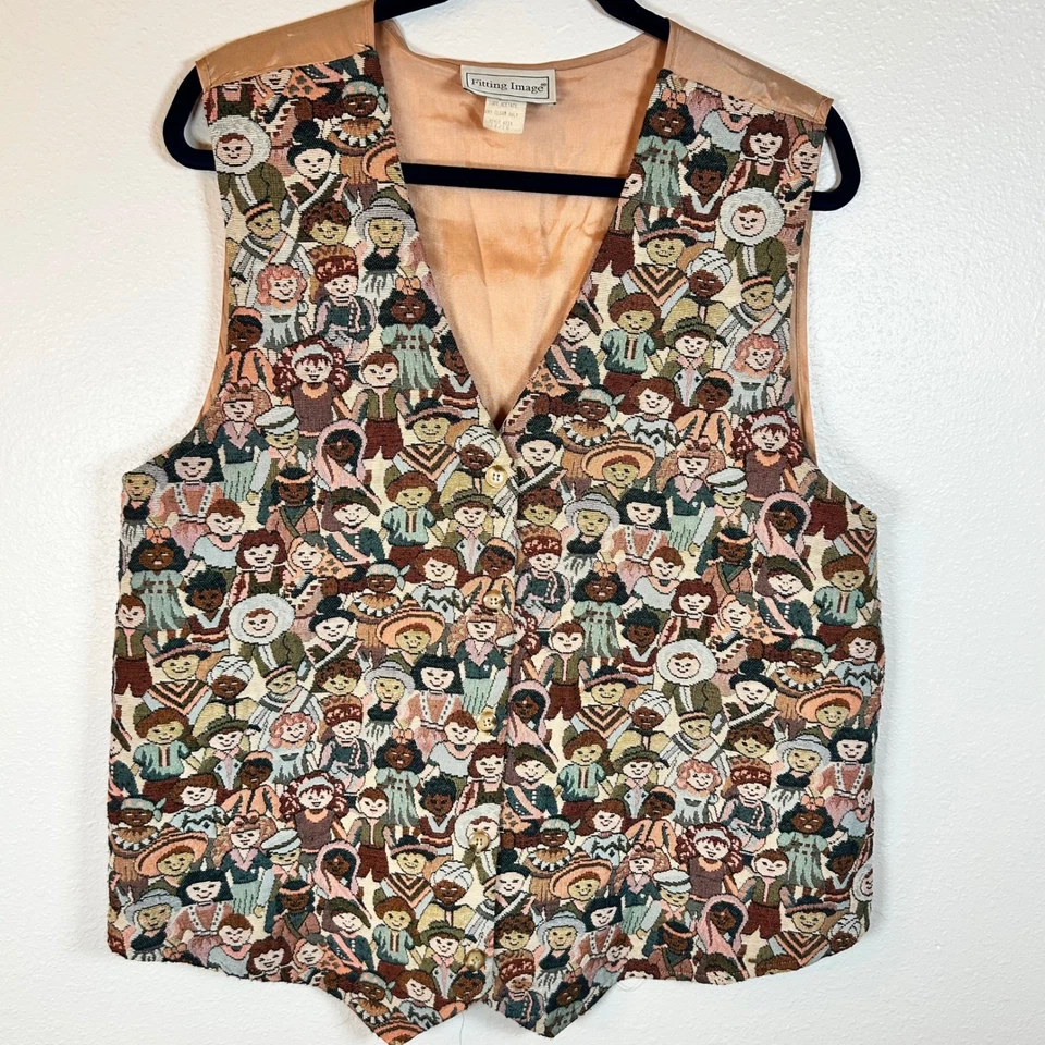 Colete de tapeçaria feminino Fitting Image novidade vintage tamanho 14/16 - Imagem 2 de 4