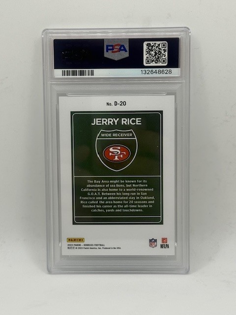 JERRY RICE DOWNTOWN 2023 Donruss Downtown PSA Mint 9 Case Hit 49ers view 2