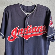Majestic Authentic Cleveland Indians #12 Lindor OnField Navy Blue Jersey Size-40