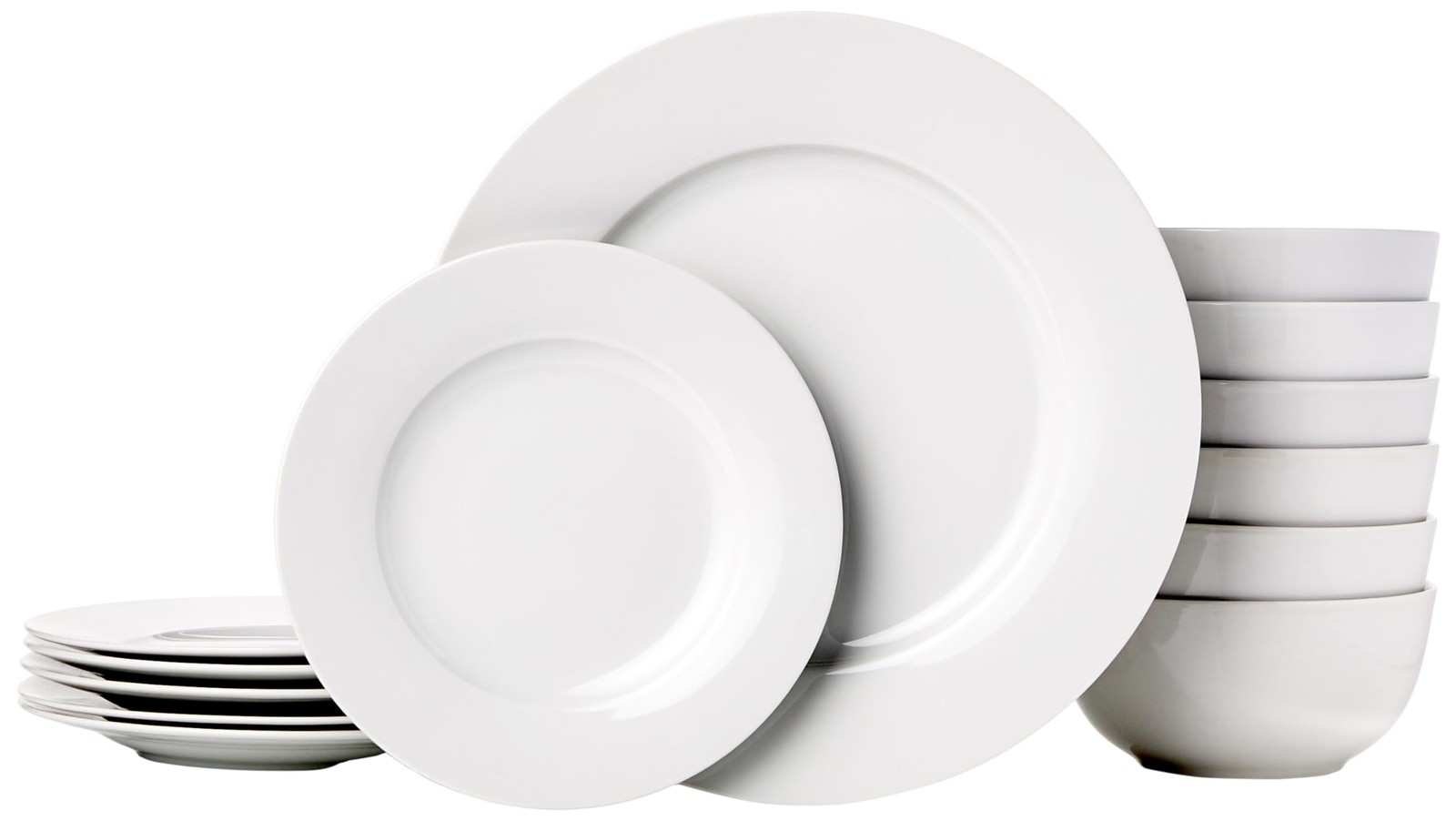 Amazon Basics Kitchen Dinnerware Set, Microwave and Dishwasher Safe, Plates, Bow