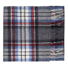 100 Lambswool Tartan Scarf - Oxfords Cashmere Grey Stewart Plaid
