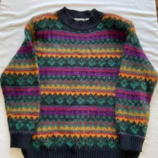 Vintage 1900s Le Moda Knitwear Hand Loomed Wool Knit Sweater Size M