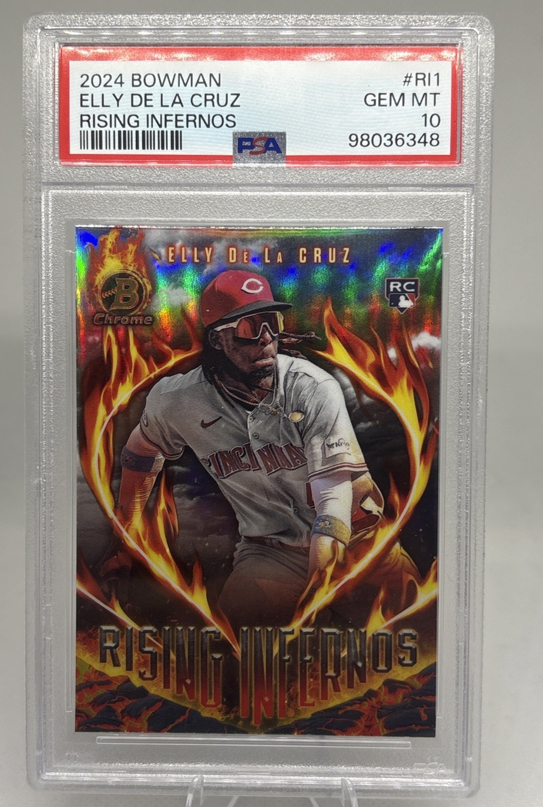 2024 Bowman Elly De La Cruz Rising Infernos #RI-1 RC PSA 10 Reds view 1