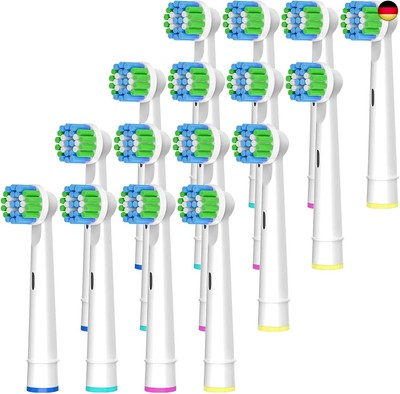 16 Stück Precision Clean Aufsteckbürsten für Oral B Elektrische Zahnbürste, Tie