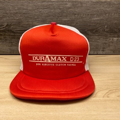 Vintage Duramax D23 Hat Cap Snap Back Red White Clutch Facings Advertising Promo