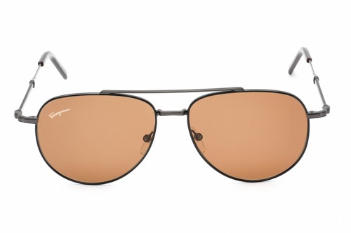 SALVATORE FERRAGAMO SF226S 021 Sunglasses Black Ruthenium Frame Brown Lens 58mm - Picture 2 of 4